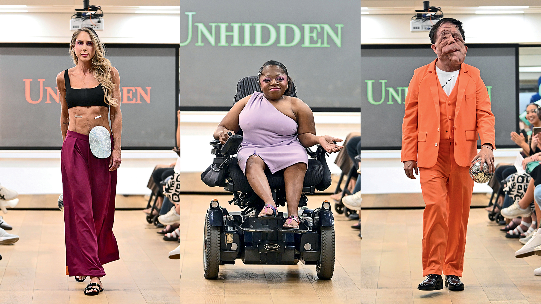 Three Unhidden models walking down the runway.jpg