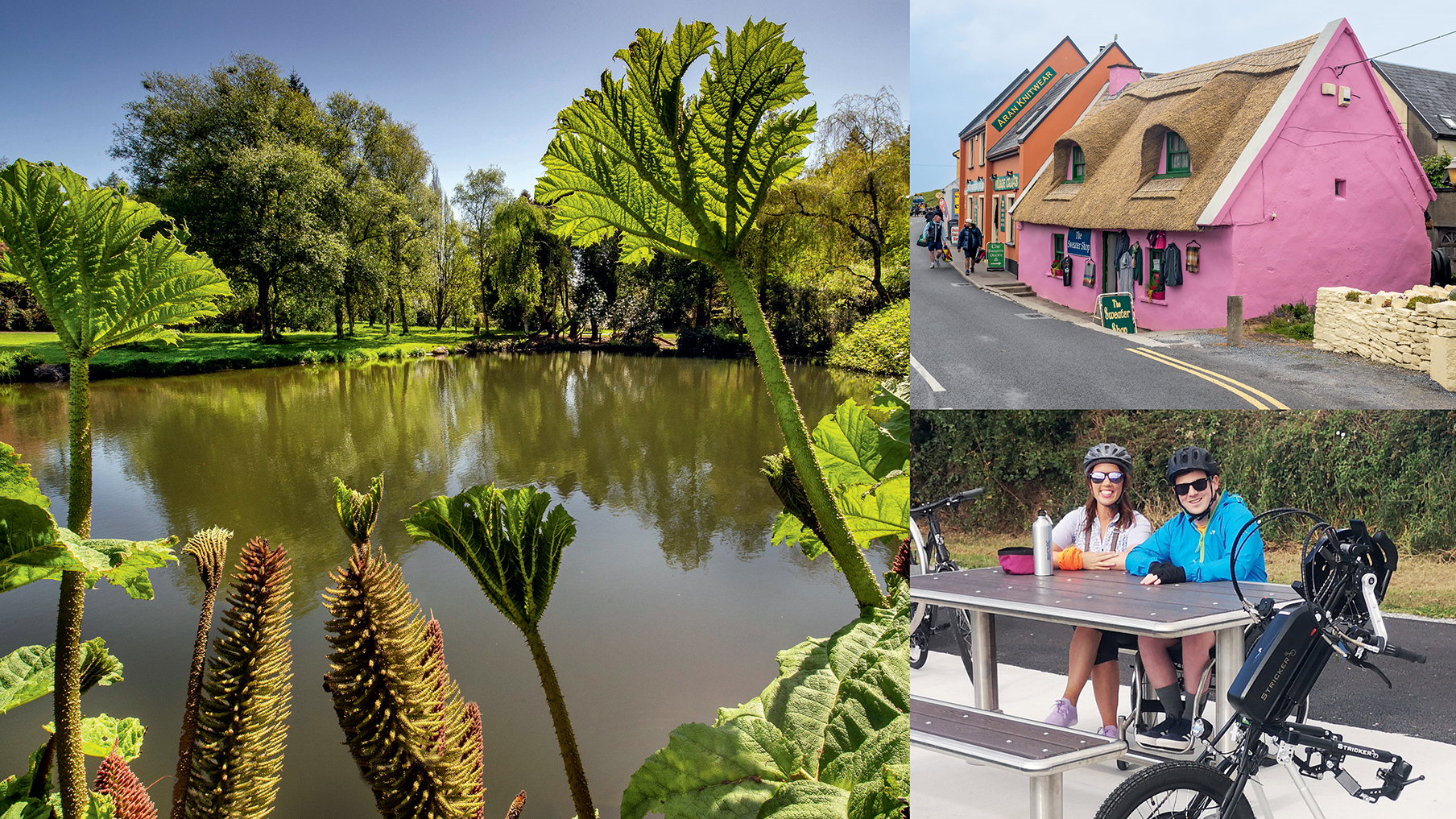 Three photo, one of John F. Kennedy Arboretum, another one of the village of Doolin and a last one of Miheal and Leona enjoying a break.jpg