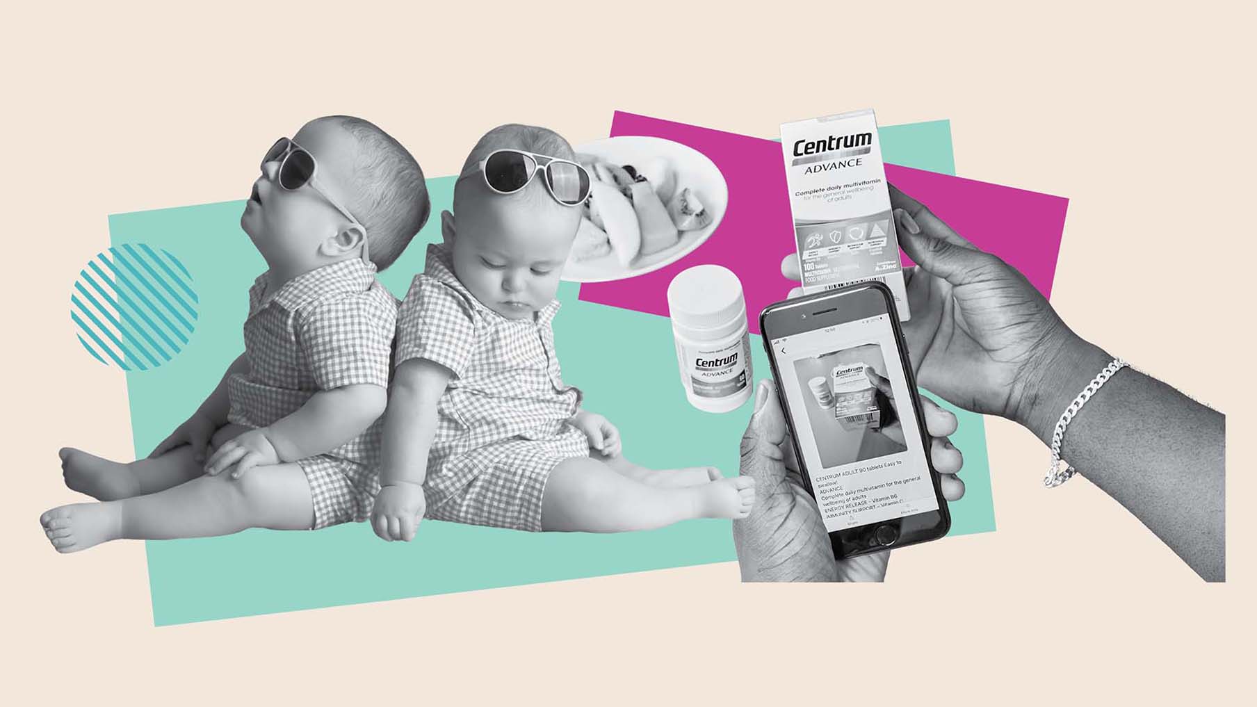 an-artistic-collage-including-two-babies-a-plate-of-fruit-and-centrum-pills-and-a-smartphone-being-held-in-view.jpg