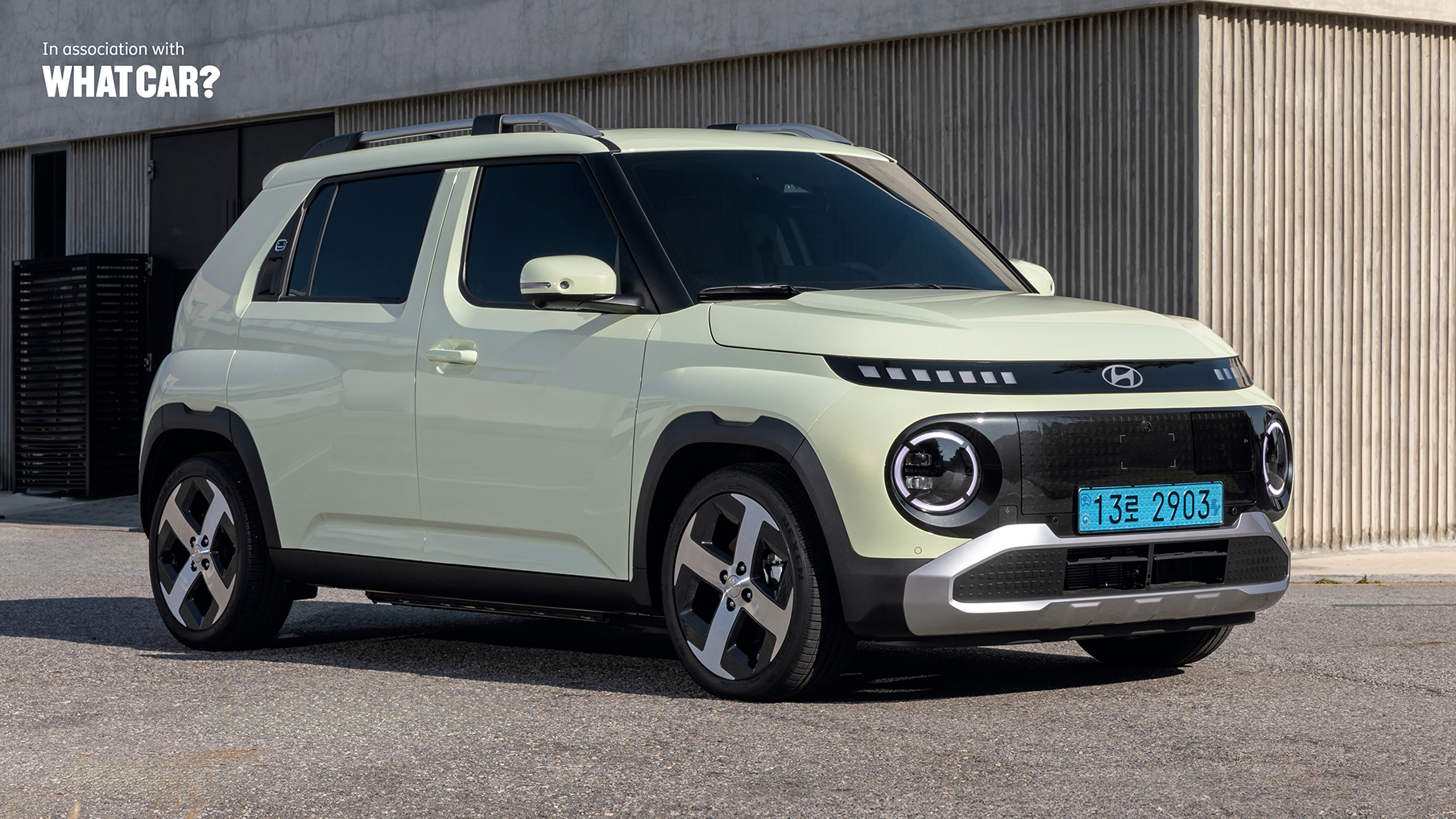 Hyundai Inster pictured with What Car? logo