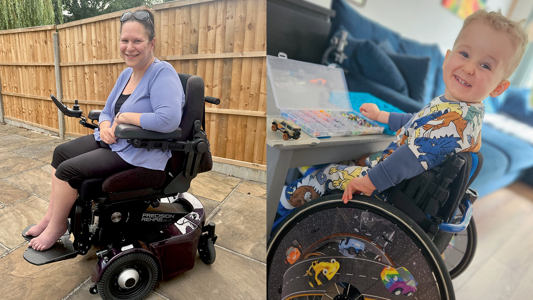 Left to right, Jemma, an adult woman wheelchair user and Karol, a young boy in a wheelchair