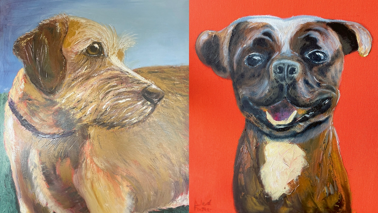 Two dog portraits side-by-side