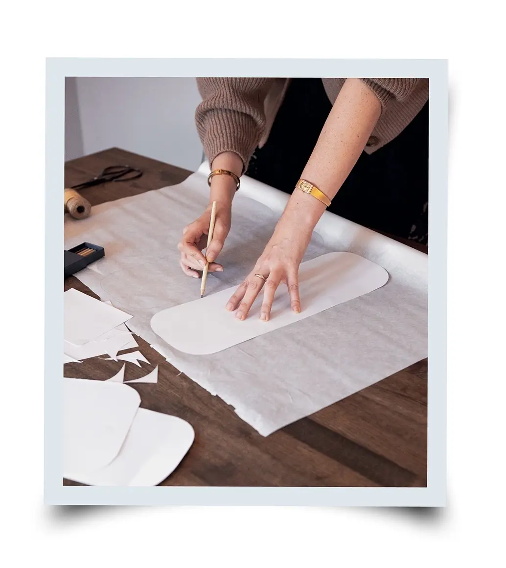 photo of a women making the card template